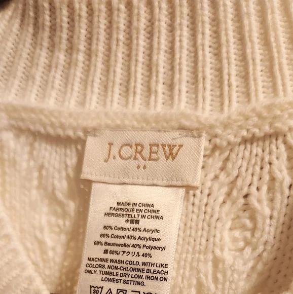 J.‎ Crew Cream Cable Knit Poncho Sweater - Picture 4 of 6